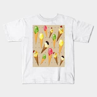 Ice cream cones heart-Beige Kids T-Shirt